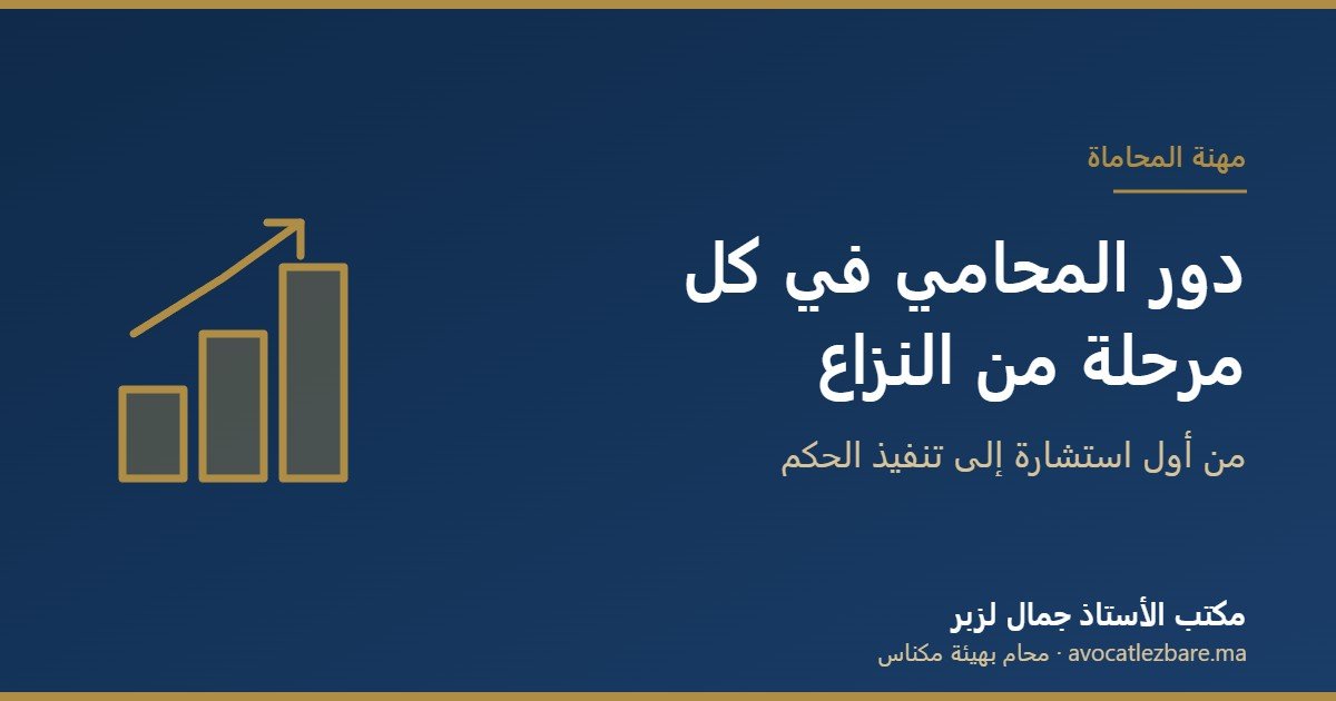 دور المحامي في كل مرحلة من مراحل النزاع: من أول استشارة إلى تنفيذ الحكم