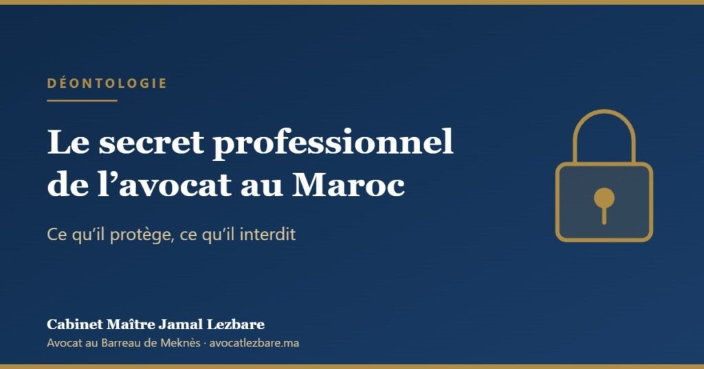 Illustration : cadenas et titre « Le secret professionnel de l’avocat au Maroc »