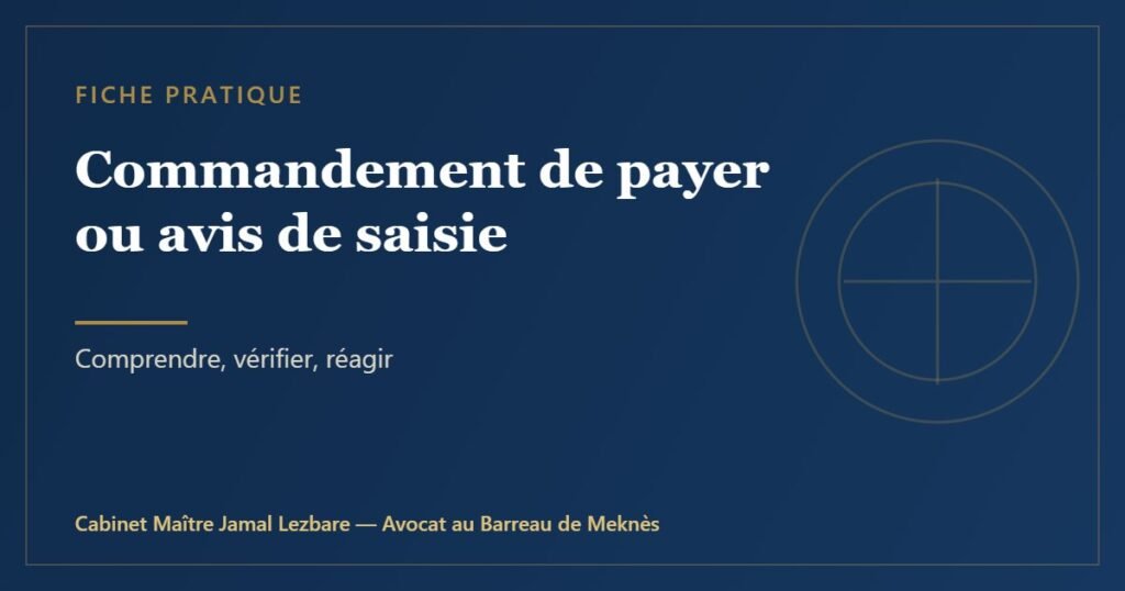 Commandement de payer ou avis de saisie